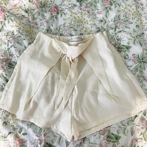 Bershka Cream High Waisted Tailored Shorts